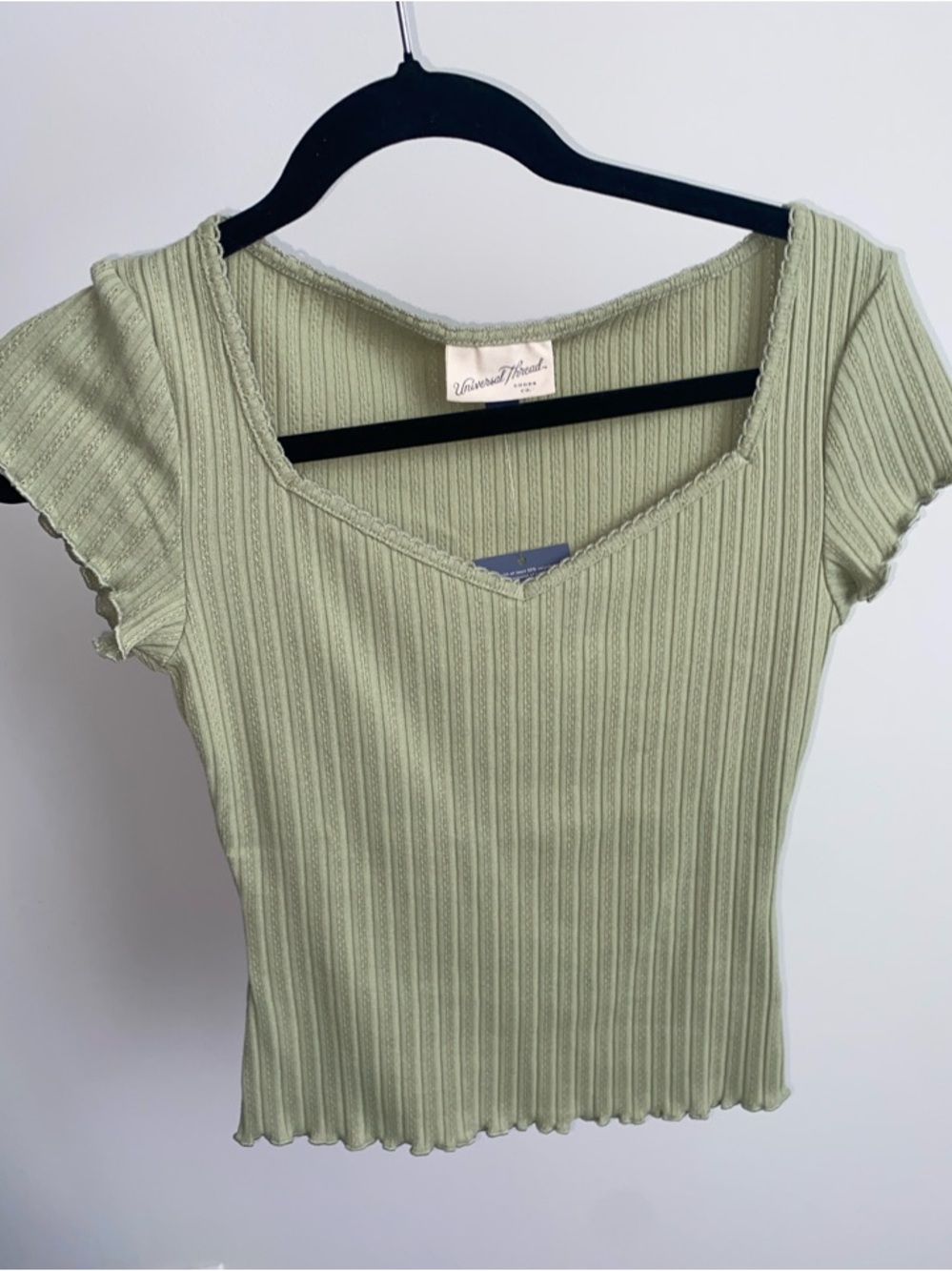 Universal Thread Sage Ribbed Scoop-Neck Top